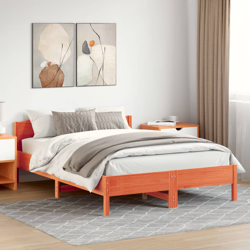 Giroletto senza Materasso Marrone Cera 150x200 cm Legno di Pino | homemem39