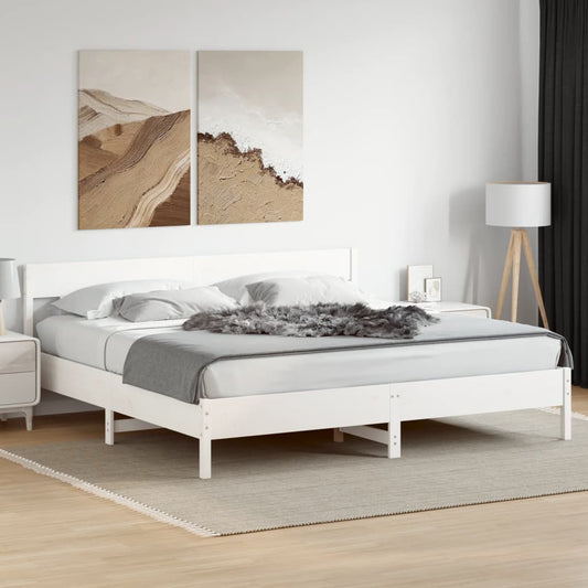 Giroletto senza Materasso Bianco 200x200 cm Legno Massello Pino - homemem39