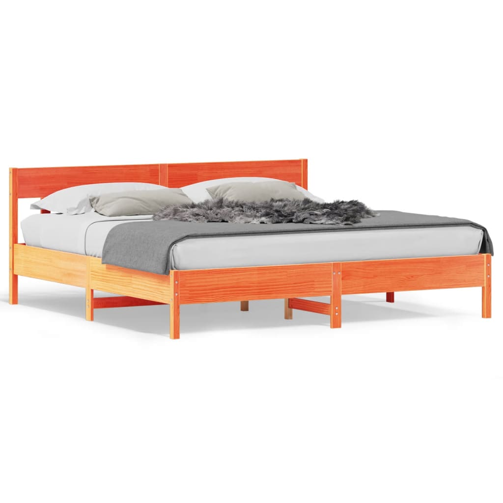 Giroletto senza Materasso Marrone Cera 200x200 cm Legno di Pino | homemem39