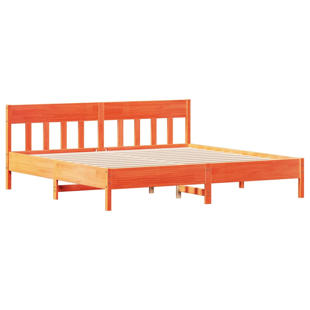 Giroletto senza Materasso Marrone Cera 200x200 cm Legno di Pino | homemem39