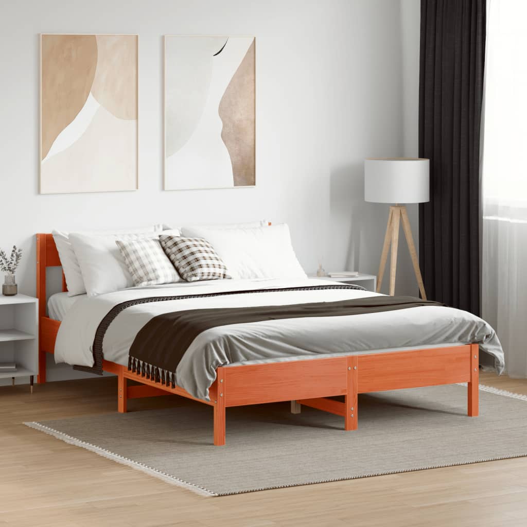 Giroletto senza Materasso Marrone Cera 160x200 cm Legno di Pino | homemem39