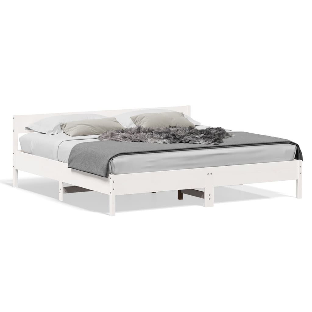 Giroletto senza Materasso Bianco 200x200 cm Legno Massello Pino | homemem39