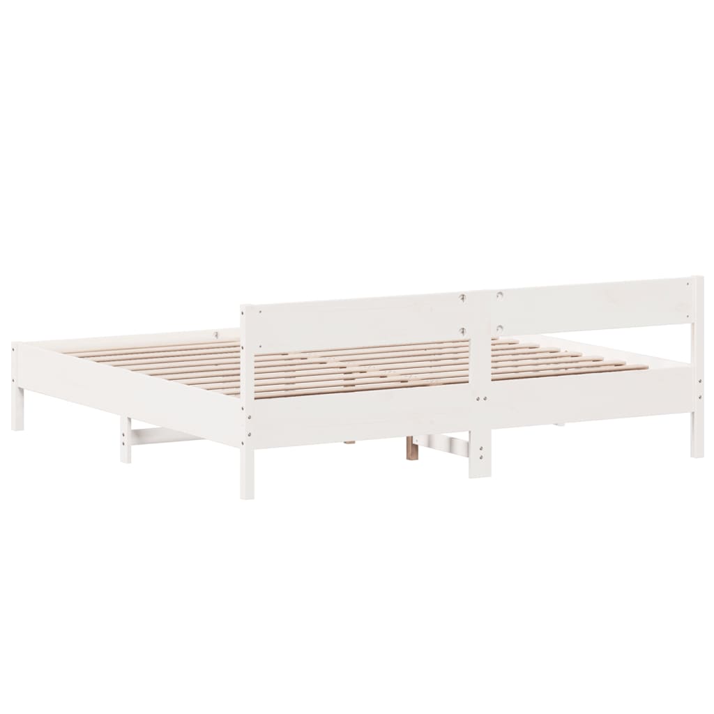Giroletto senza Materasso Bianco 200x200 cm Legno Massello Pino | homemem39