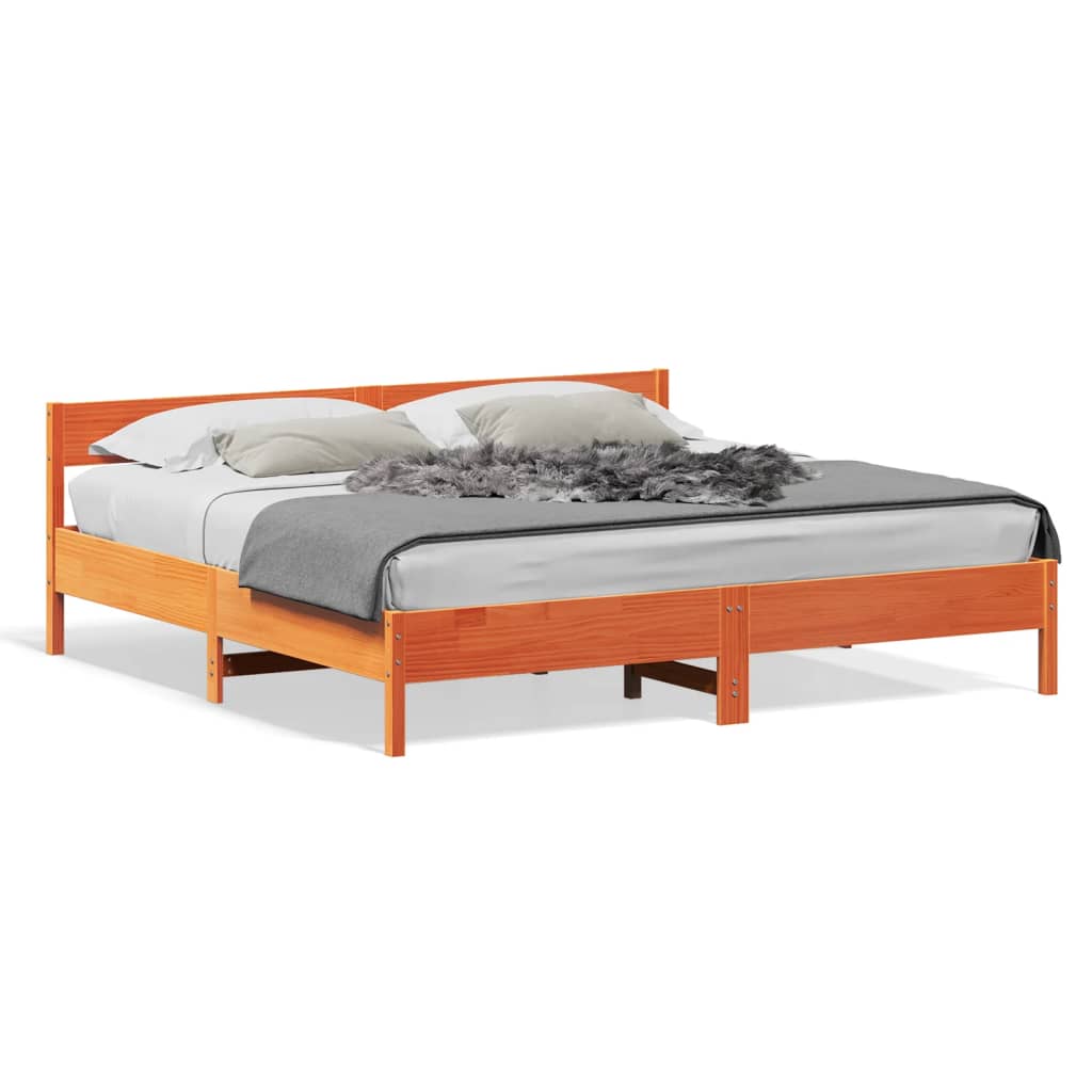 Giroletto senza Materasso Marrone Cera 200x200 cm Legno di Pino | homemem39