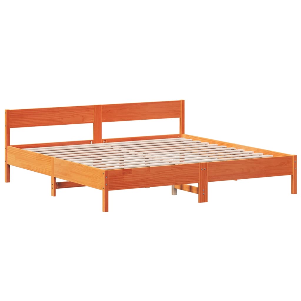 Giroletto senza Materasso Marrone Cera 200x200 cm Legno di Pino | homemem39