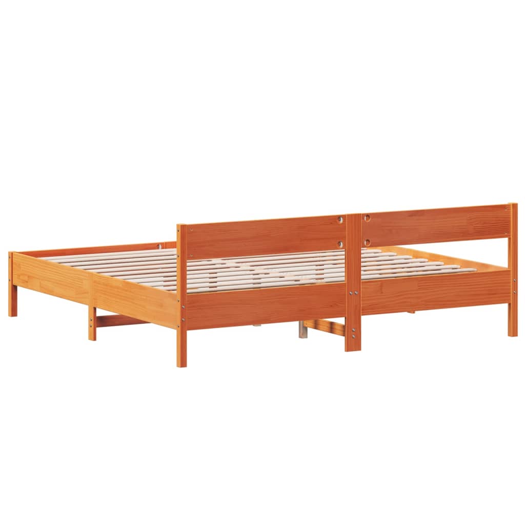 Giroletto senza Materasso Marrone Cera 200x200 cm Legno di Pino | homemem39