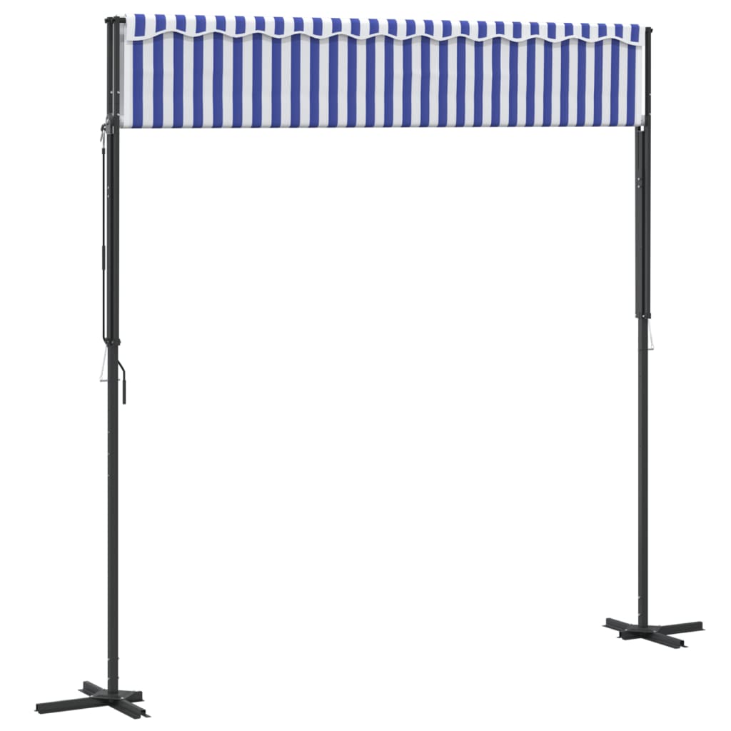Tenda da Sole Blu e Bianca 300x300 cm in Tessuto e Acciaio | homemem39