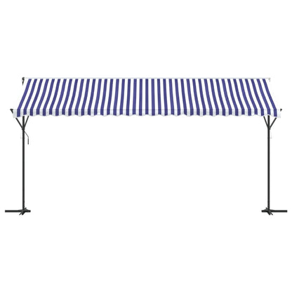 Tenda da Sole Blu e Bianca 500x300 cm in Tessuto e Acciaio | homemem39