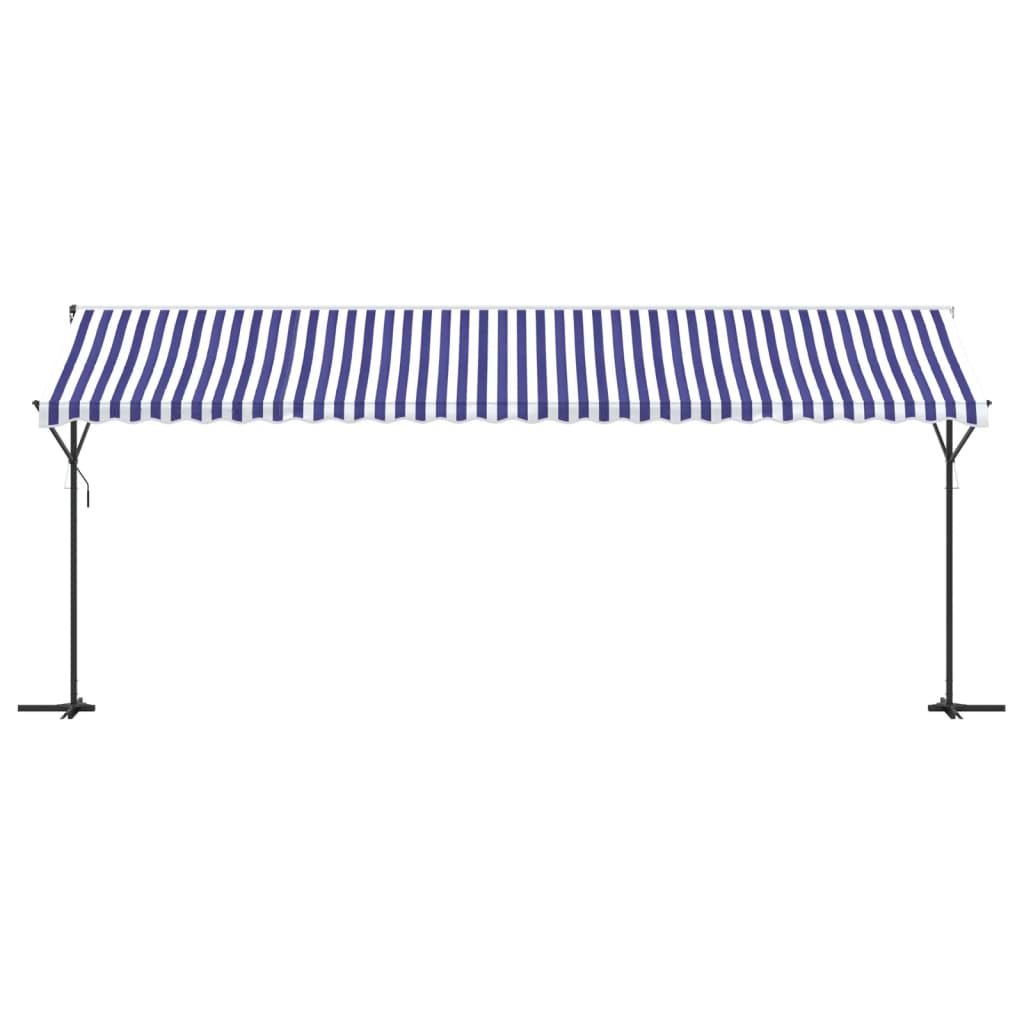 Tenda da Sole Blu e Bianca 600x300 cm in Tessuto e Acciaio | homemem39