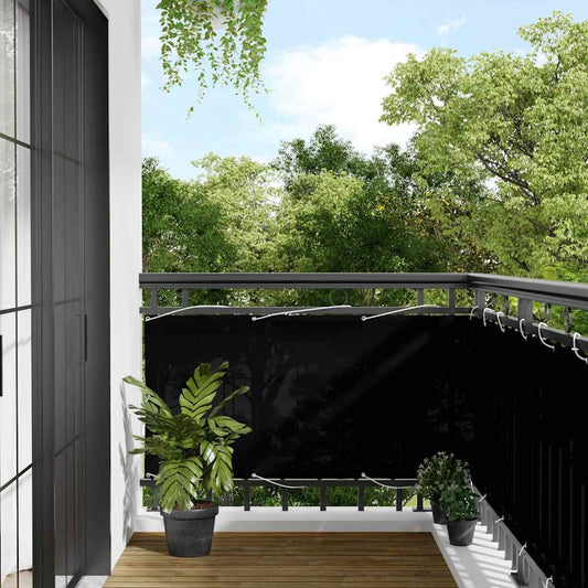 Paravento da Balcone Nero 75x800 cm 100% Poliestere Oxford | homemem39