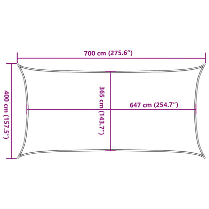 Vela Parasole Grigio Chiaro 7x4 m 100% Poliestere Oxford | homemem39