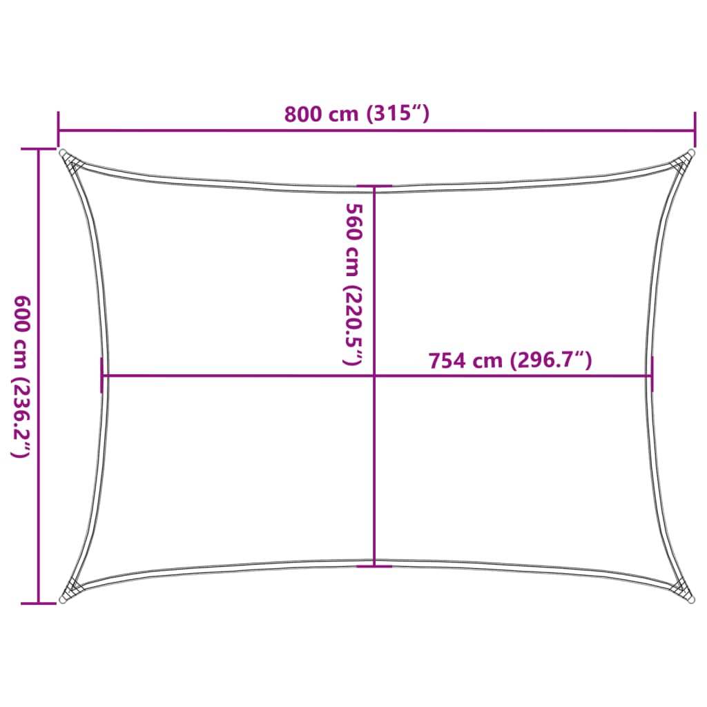Vela Parasole Grigio Chiaro 8x6 m 100% Poliestere Oxford | homemem39