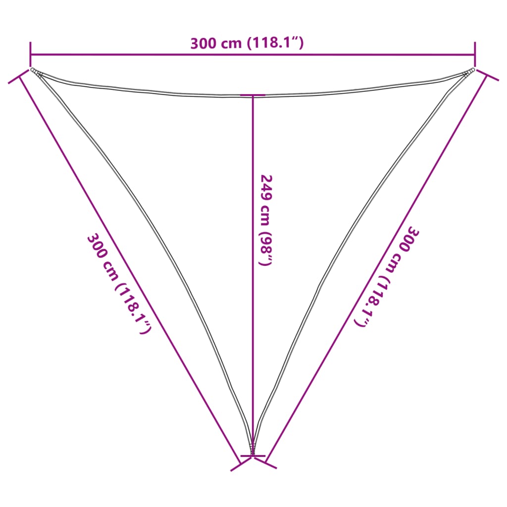 Vela Parasole Grigio Chiaro 3x3x3 m 100% Poliestere Oxford | homemem39