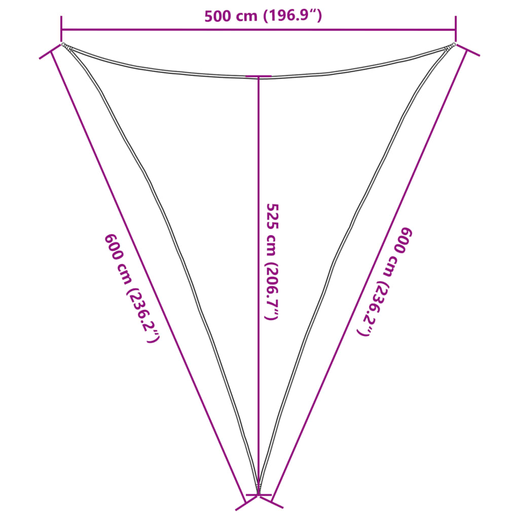 Vela Parasole Sabbia 5x6x6 m 100% Poliestere Oxford | homemem39