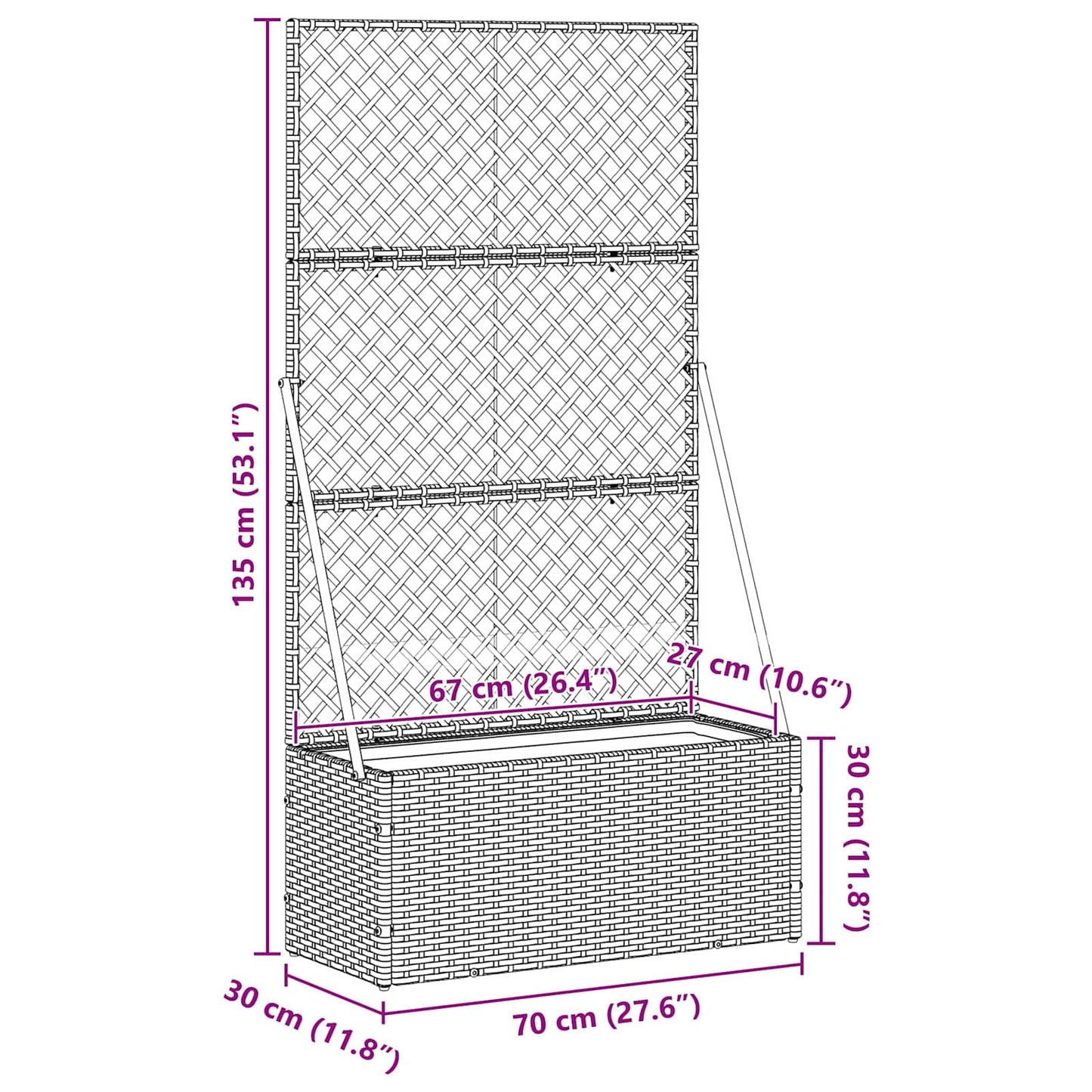 Vaso da giardino Marrone 70 x 30 x 135 cm Metallo