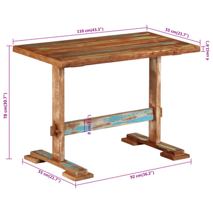 Tavolo da Pranzo 110x55x78 cm in Legno Massello di Recupero | homemem39