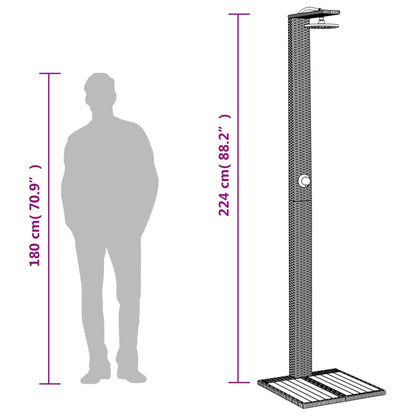 Doccia da Esterno Nera 50x55x224cm in Polyrattan e Legno Acacia - homemem39