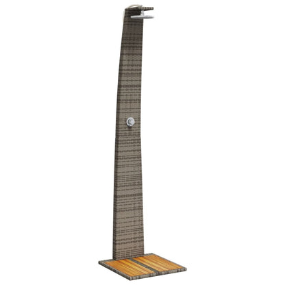 Gray Outdoor Shower 55x60x224 cm Polyrattan and Acacia Wood