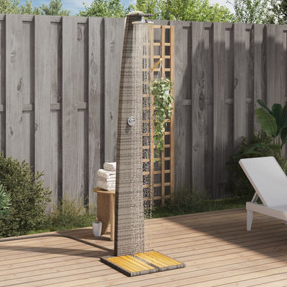 Gray Outdoor Shower 55x60x224 cm Polyrattan and Acacia Wood