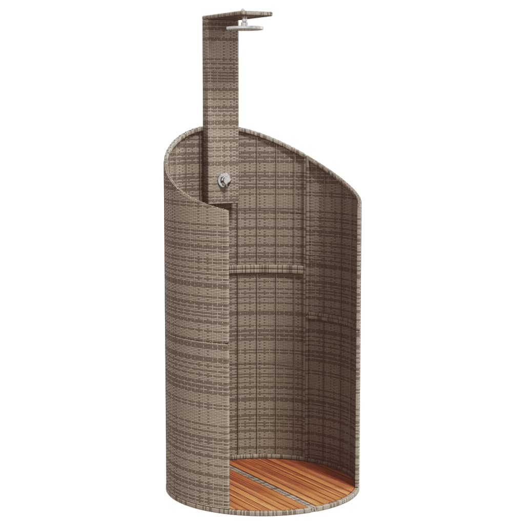 Doccia Esterno Grigia 100x100x241,5cm Polyrattan e Legno Acacia