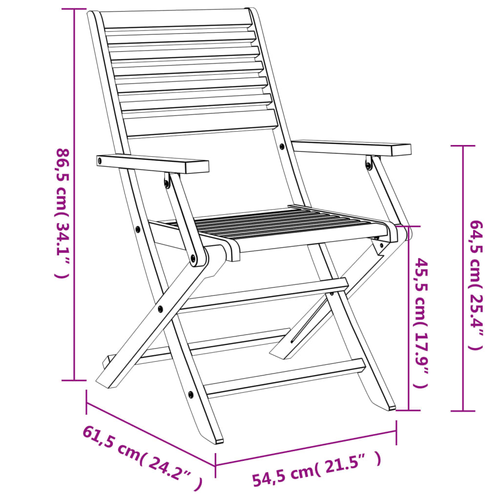 Sedie Giardino Pieghevoli 4pz 54,5x61,5x86,5 cm Massello Acacia | homemem39