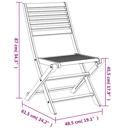 Sedie Giardino Pieghevoli 2 pz 48,5x61,5x87 cm Massello Acacia | homemem39