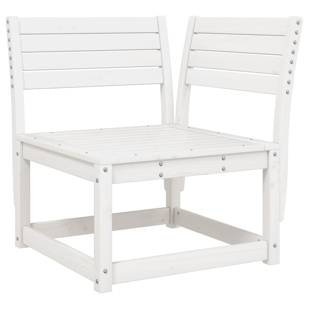 Divano Angolare Giardino Bianco 73x73x78 cm Legno Massello Pino | homemem39