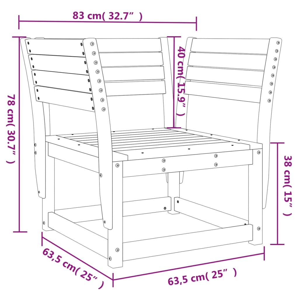Sedia da Giardino Marrone Cera in Legno Massello Pino | homemem39