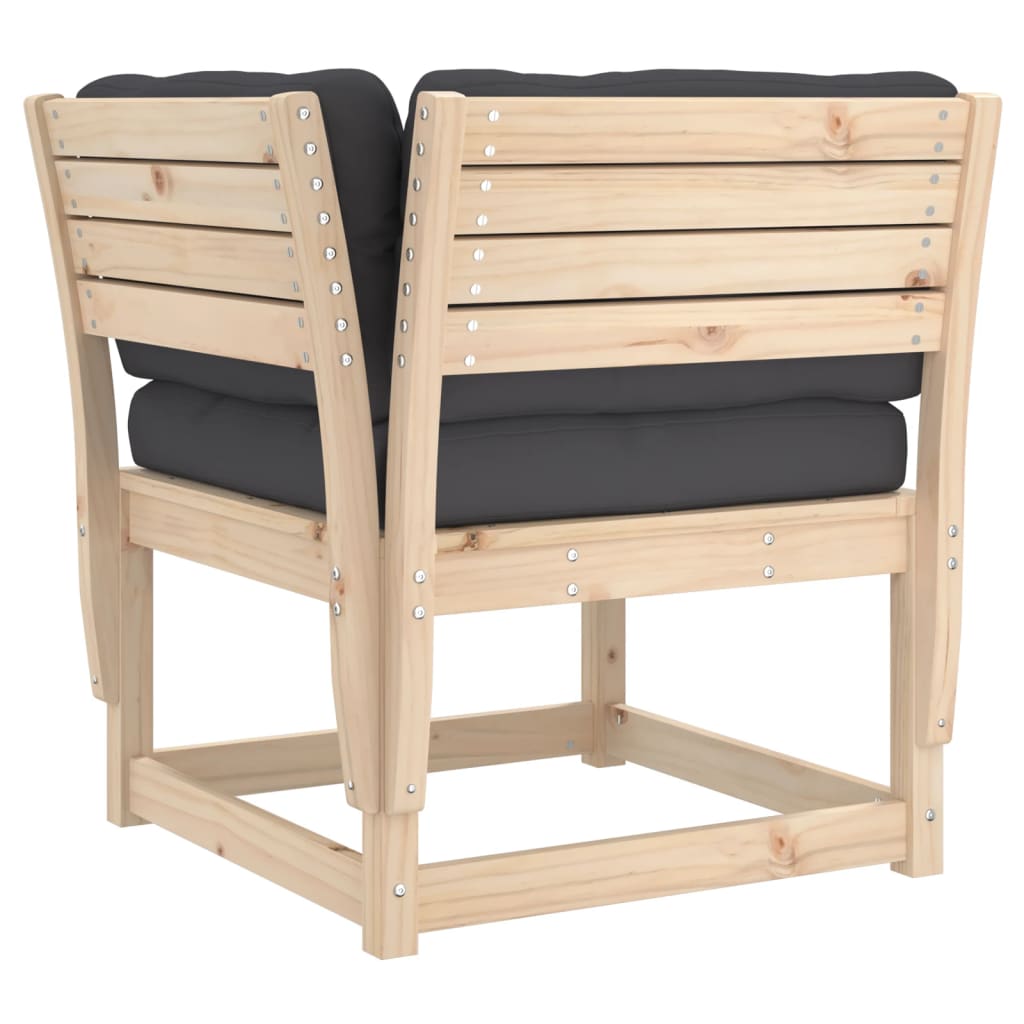 Divano Angolare Giardino Cuscini 73x73x78cm Legno Massello Pino | homemem39