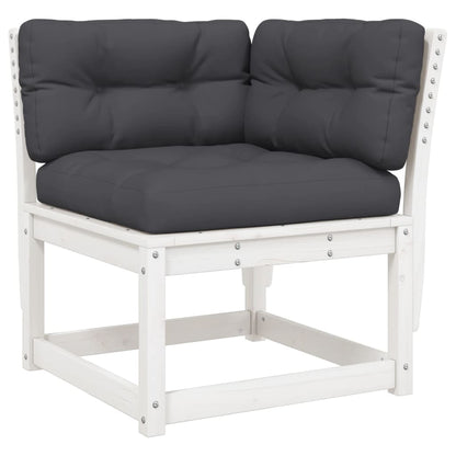 Divano Angolare Giardino Cuscini Bianco 73x73x78 Massello Pino | homemem39