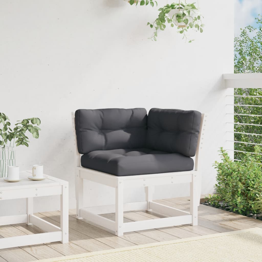 Divano Angolare Giardino Cuscini Bianco 73x73x78 Massello Pino | homemem39