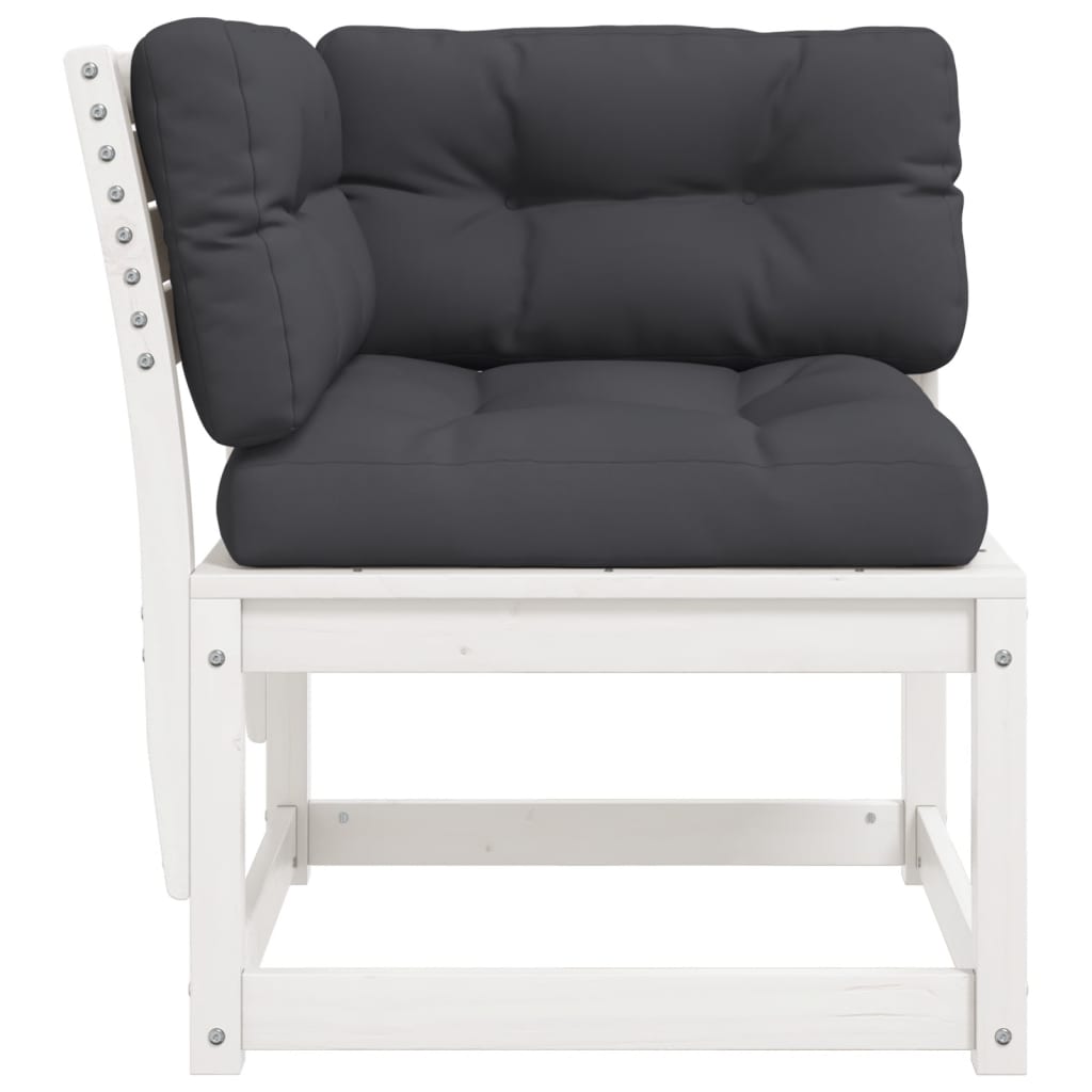 Divano Angolare Giardino Cuscini Bianco 73x73x78 Massello Pino | homemem39