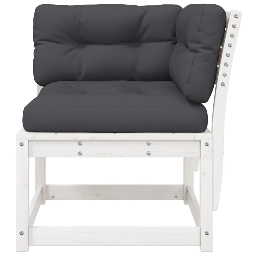 Divano Angolare Giardino Cuscini Bianco 73x73x78 Massello Pino | homemem39