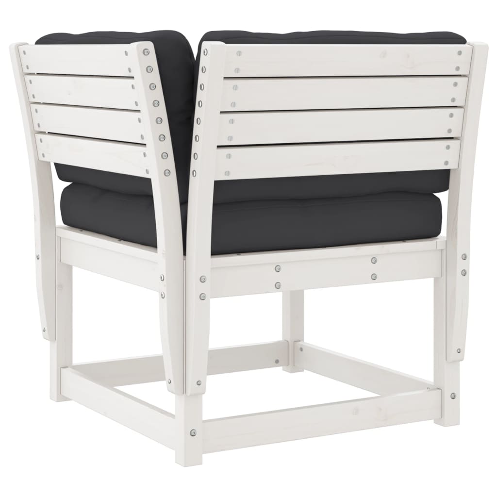 Divano Angolare Giardino Cuscini Bianco 73x73x78 Massello Pino | homemem39