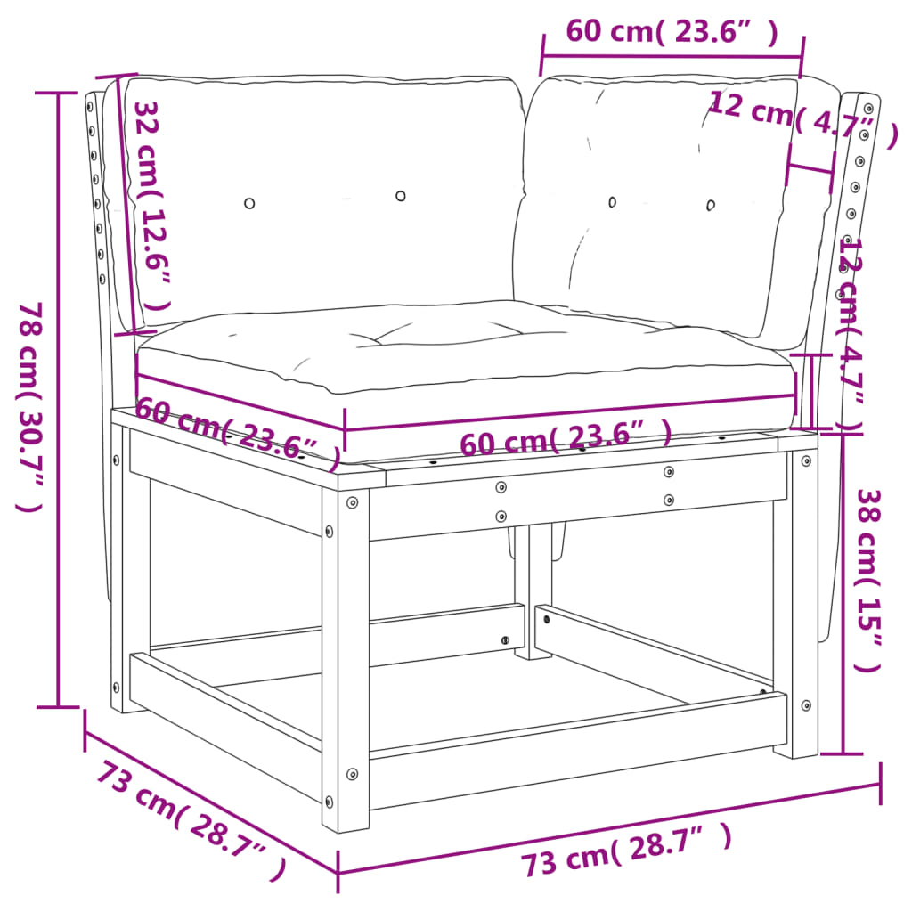 Divano Angolare Giardino Cuscini Bianco 73x73x78 Massello Pino | homemem39