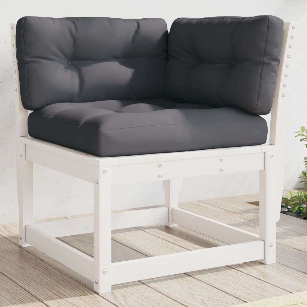 Divano Angolare Giardino Cuscini Bianco 73x73x78 Massello Pino | homemem39