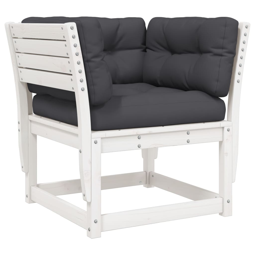 Divano Giardino con Braccioli con Cuscini Legno Pino Bianco | homemem39