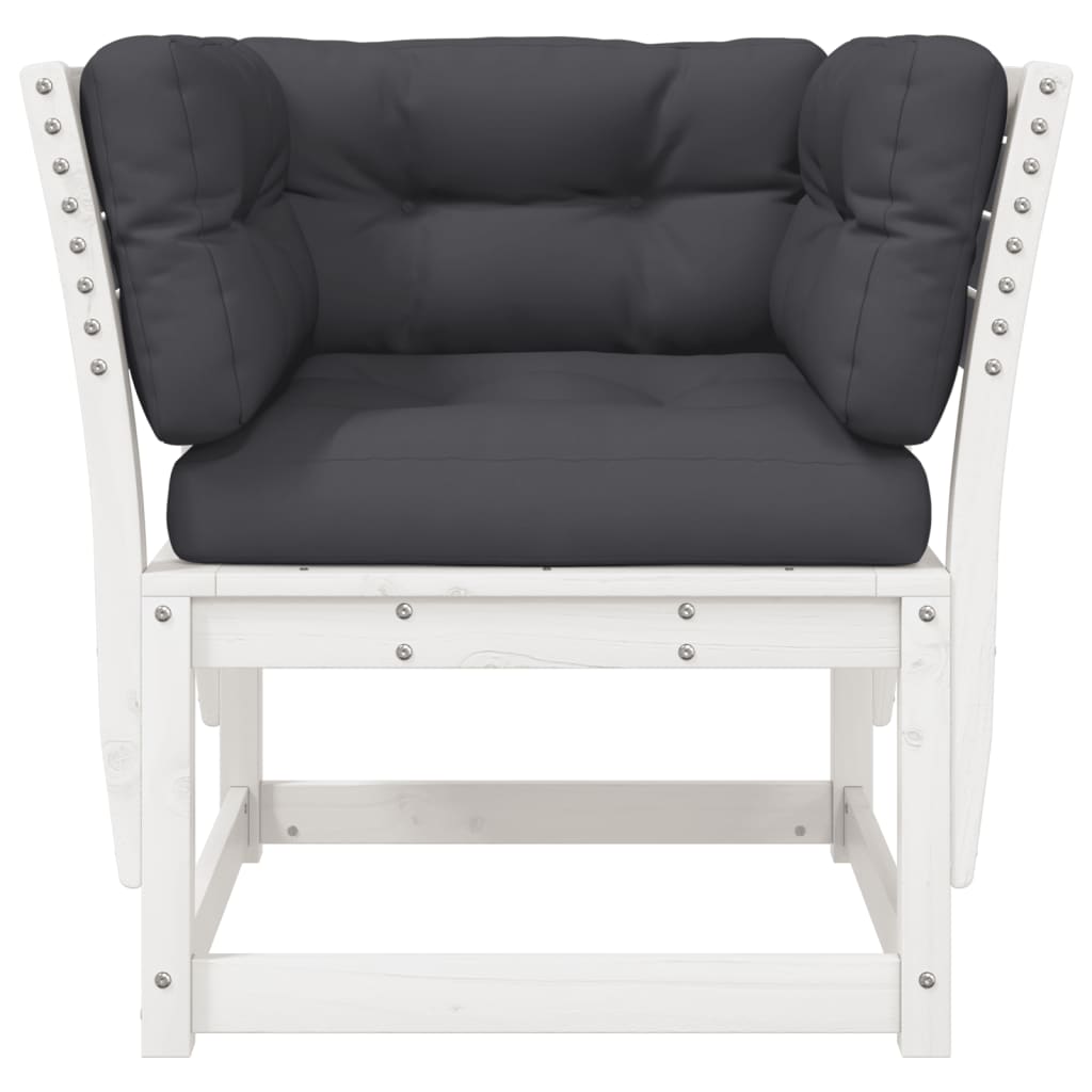 Divano Giardino con Braccioli con Cuscini Legno Pino Bianco | homemem39