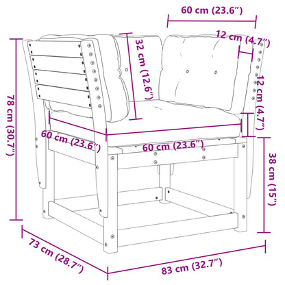 Divano Giardino con Braccioli con Cuscini Legno Pino Bianco | homemem39