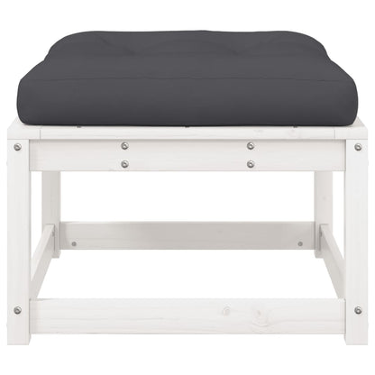 Poggiapiedi da Giardino con Cuscino Legno Massello Pino Bianco | homemem39