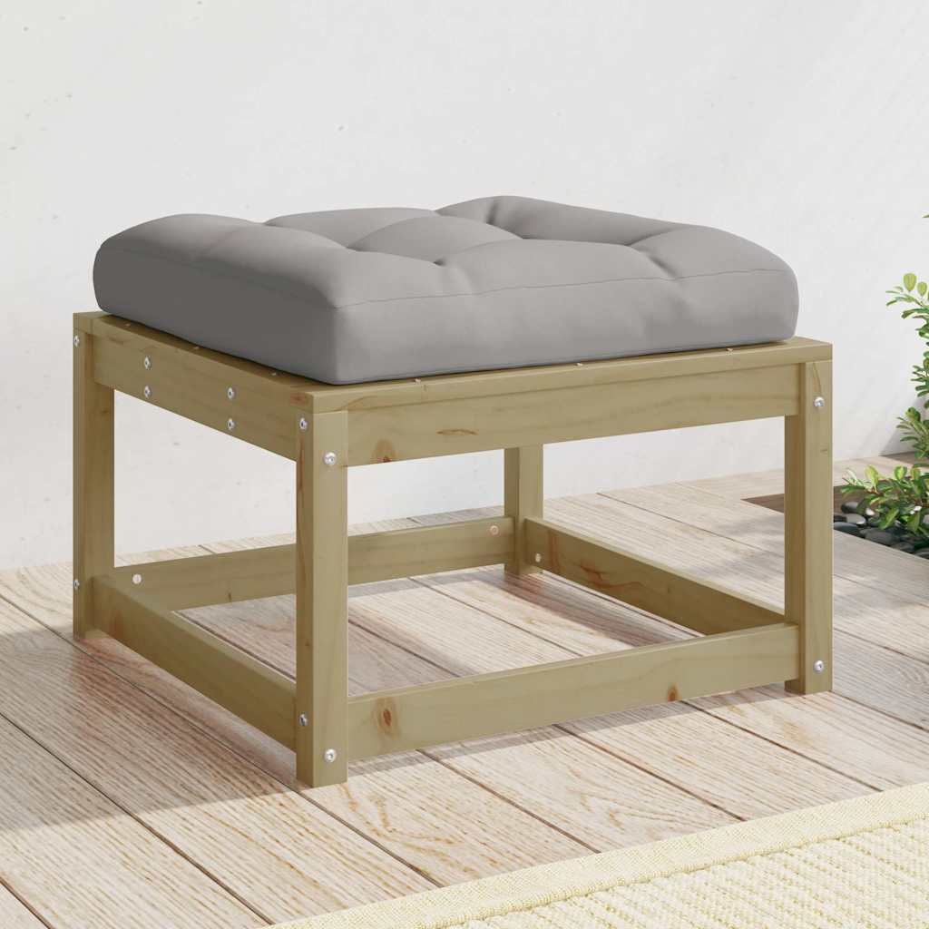 Poggiapiedi da Giardino con Cuscino in Legno Impregnato di Pino | homemem39