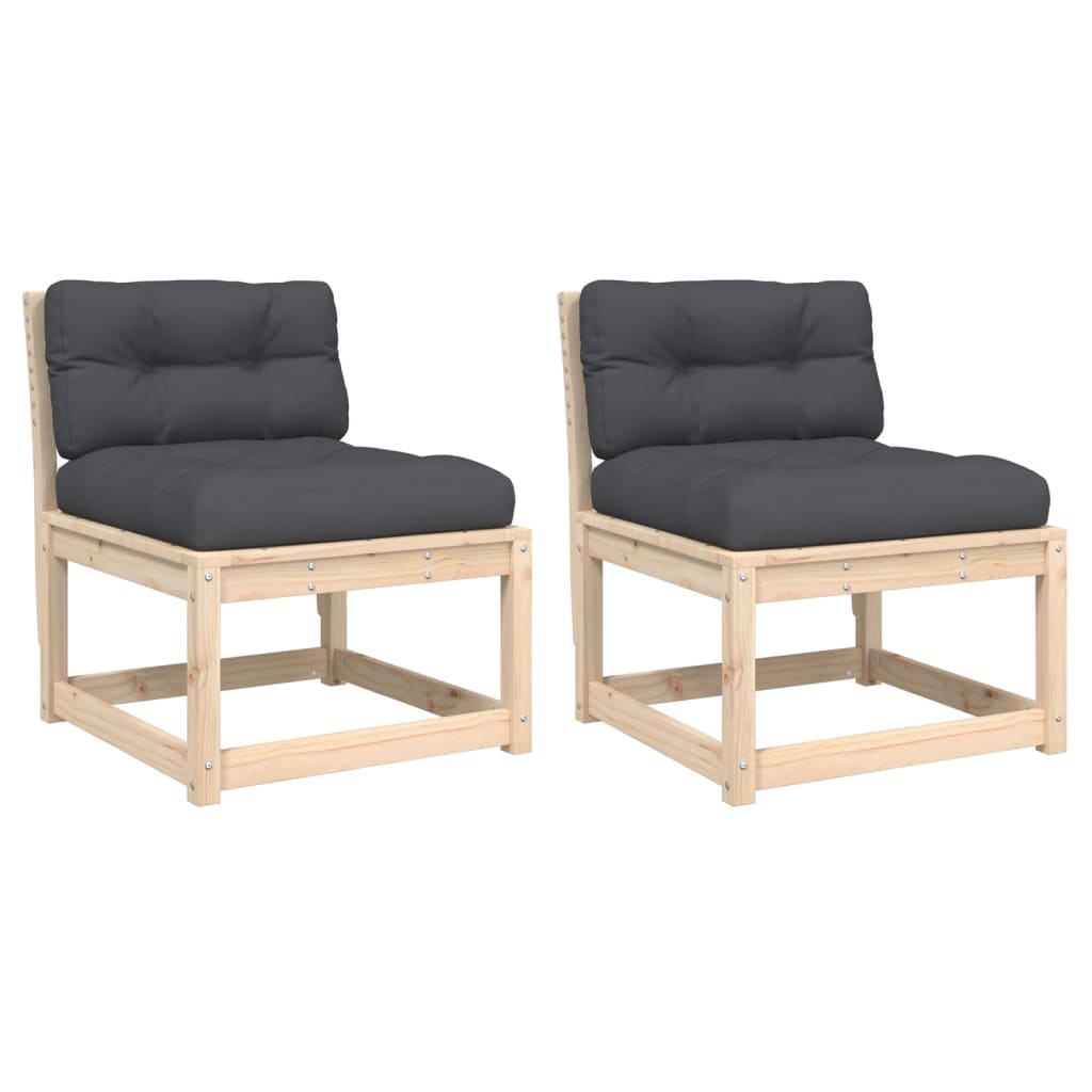 Divani da Giardino con Cuscini 2 pz Legno Massello di Pino | homemem39