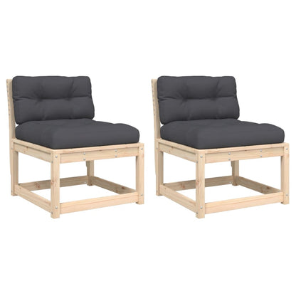 Divani da Giardino con Cuscini 2 pz Legno Massello di Pino | homemem39