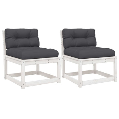 Divani Giardino con Cuscini 2pz Legno Massello di Pino Bianco | homemem39