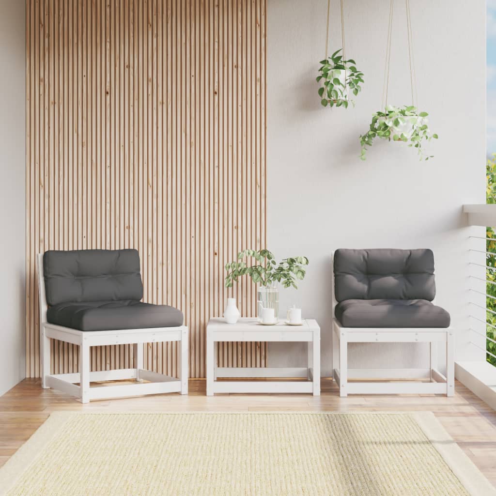 Divani Giardino con Cuscini 2pz Legno Massello di Pino Bianco | homemem39