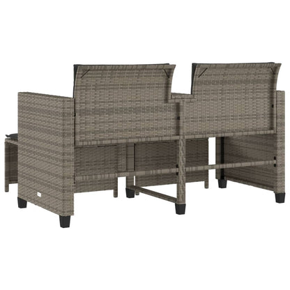 Divano Giardino 2 Posti con Tavolo e Sgabelli Grigio Polyrattan | homemem39