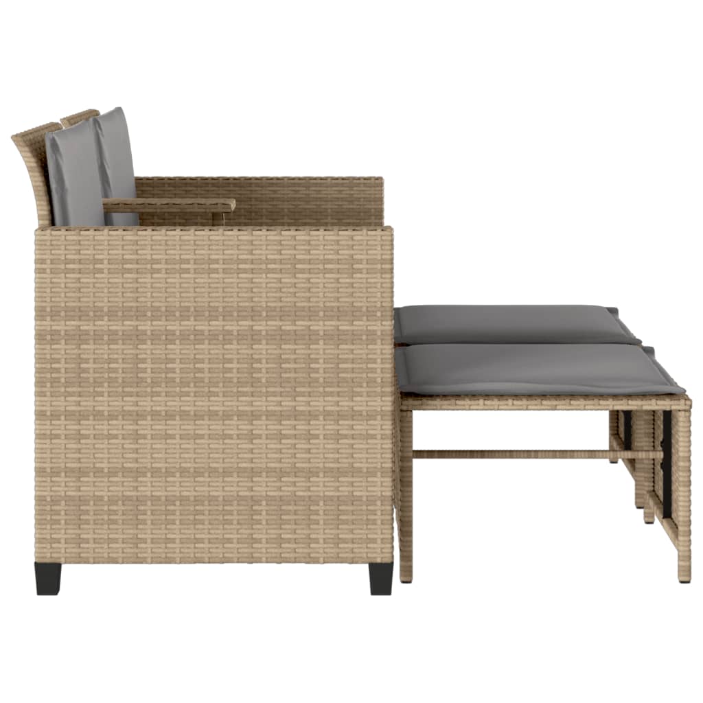 Divano Giardino 2 Posti con Tavolo e Sgabelli Beige Polyrattan - homemem39