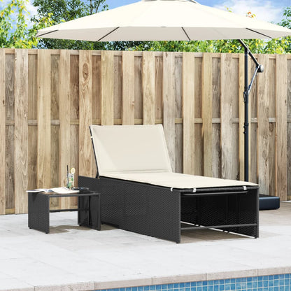 Lettini Prendisole 2 pz con Tavolino Nero in Polyrattan - homemem39