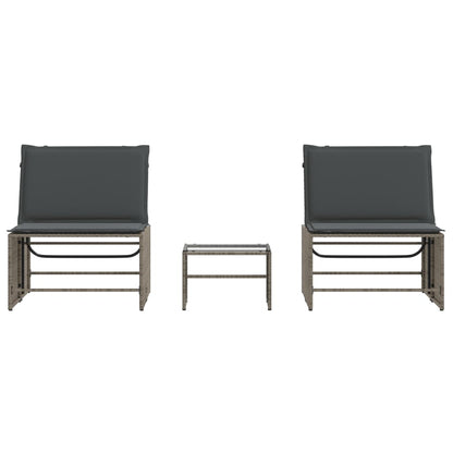 Lettini prendisole 2 pz con tavolo grigio in polyrattan - homemem39