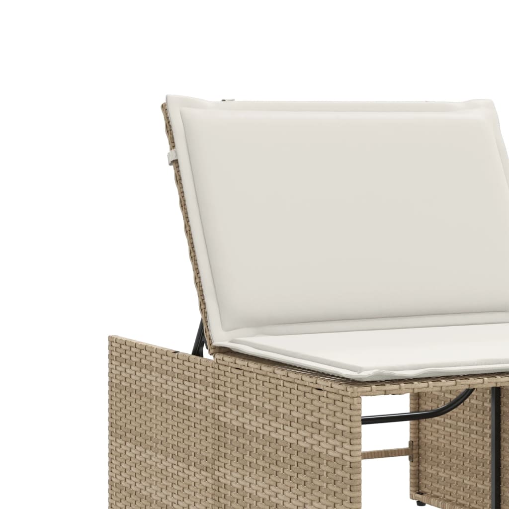 Lettini prendisole 2 pz con tavolo beige in polyrattan - homemem39